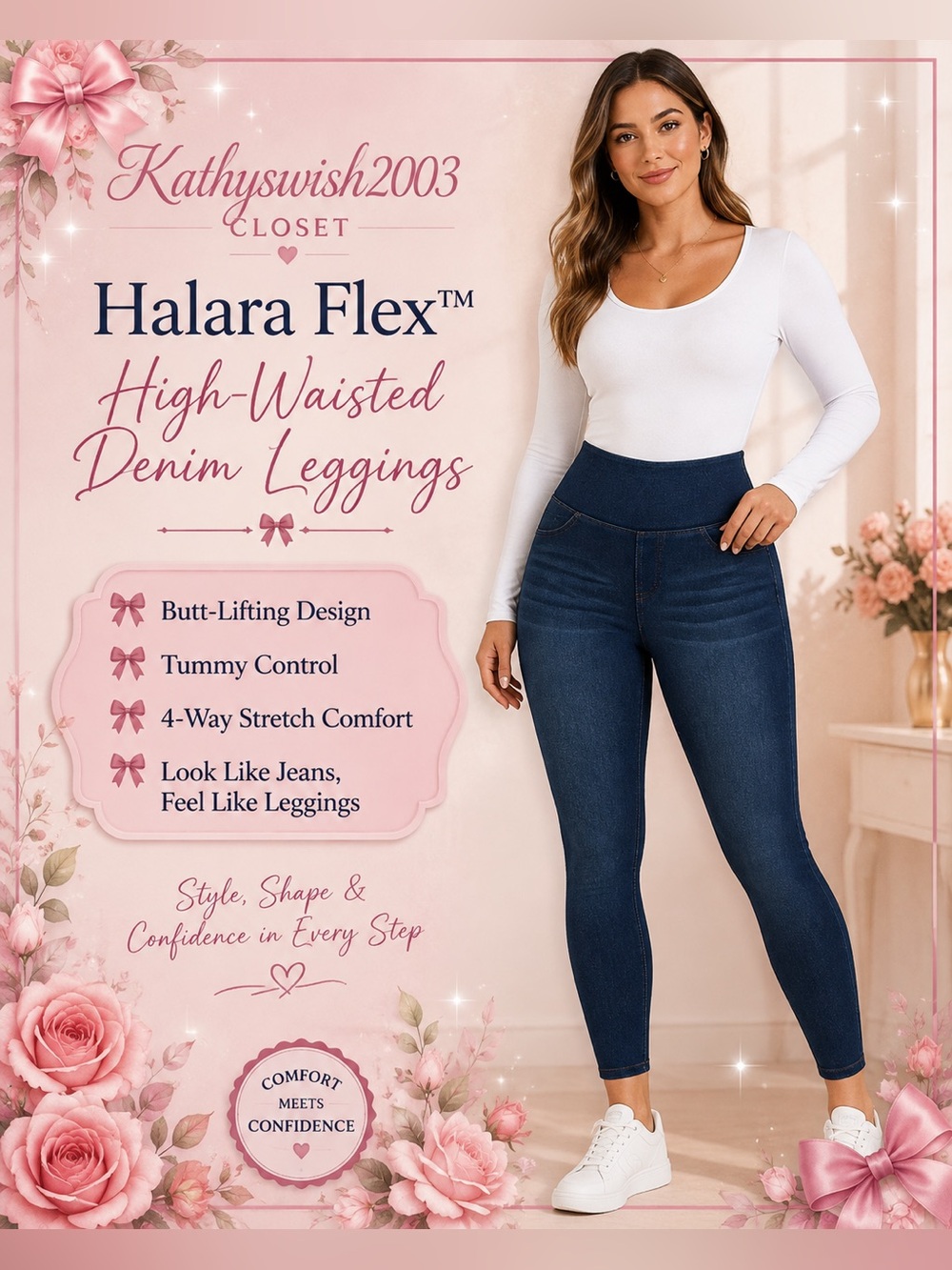 HALARA Indigo High-Waist Pull-On Jeggings